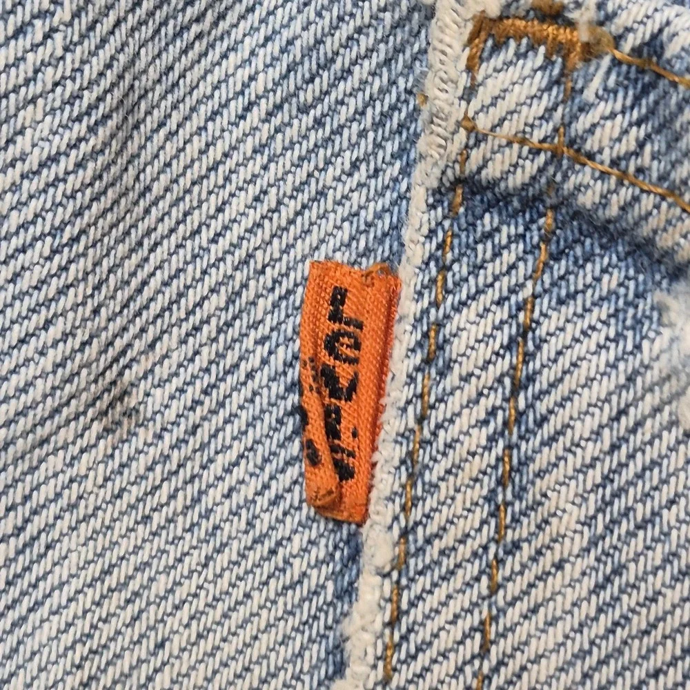VTG 1983 Levi's 517 Mens 34 *THRASHED* Orange Tab Bootcut Rigid Indigo Jeans